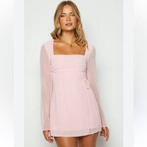 Beginning Boutique Lucy Baby Pink Long Sleeve Mini Dress Size 16